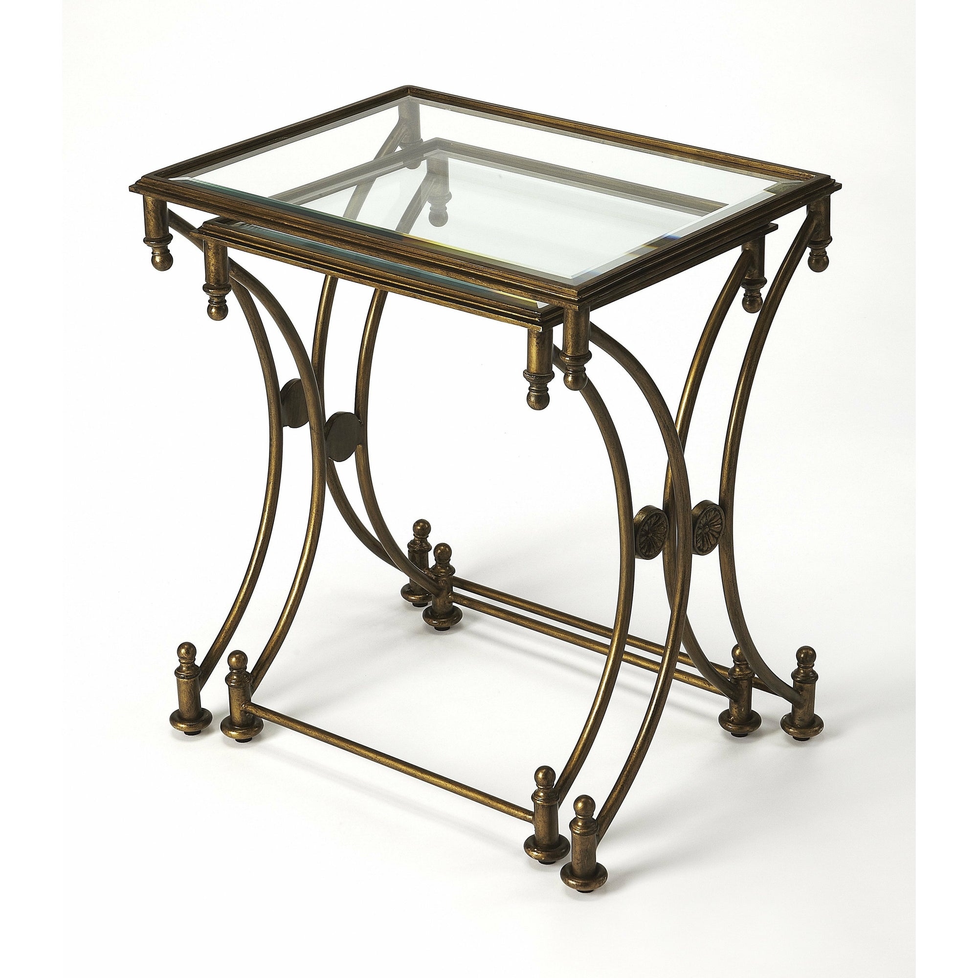 Butler Specialty Transitional Rectangular Antique Gold Nesting Tables Nesting Tables Butler Specialty