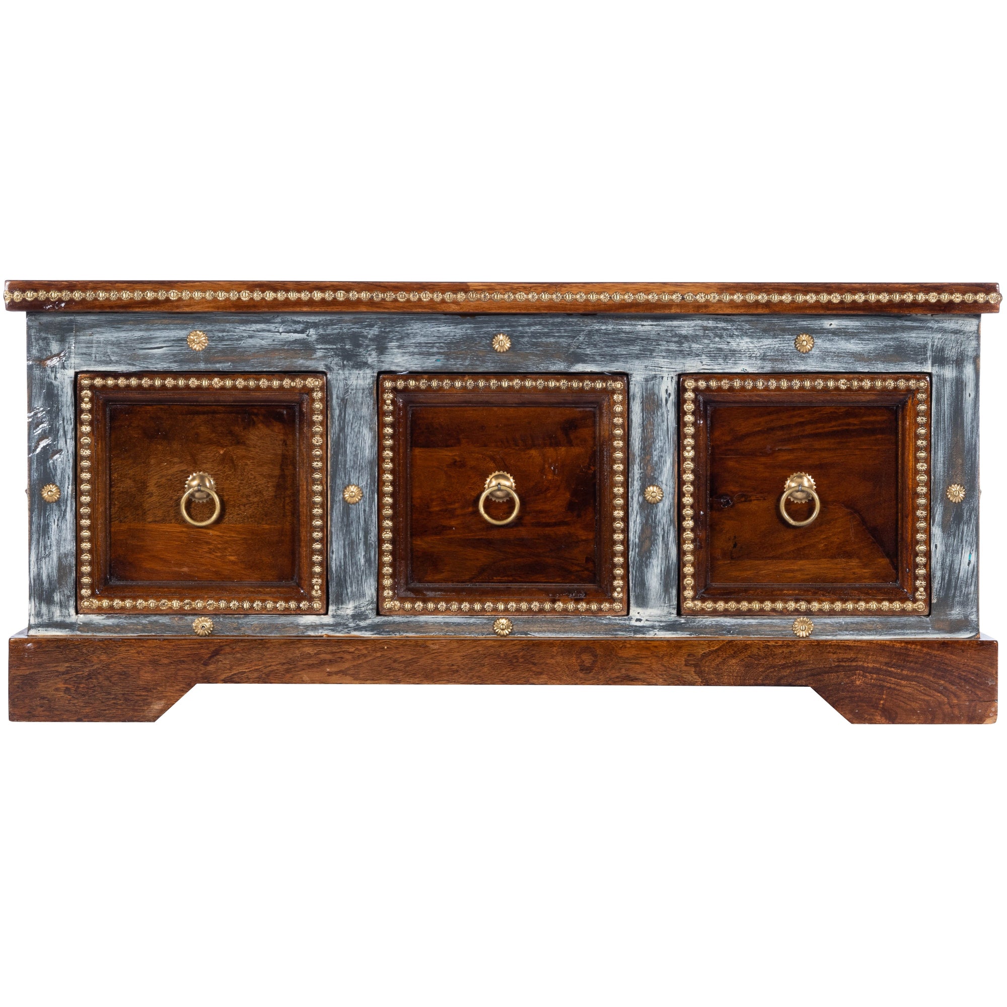 Butler Specialty Traditional Rectangular Medium Brown Wood Hand Painted Storage Coffee Table Cocktail Tables Butler Specialty