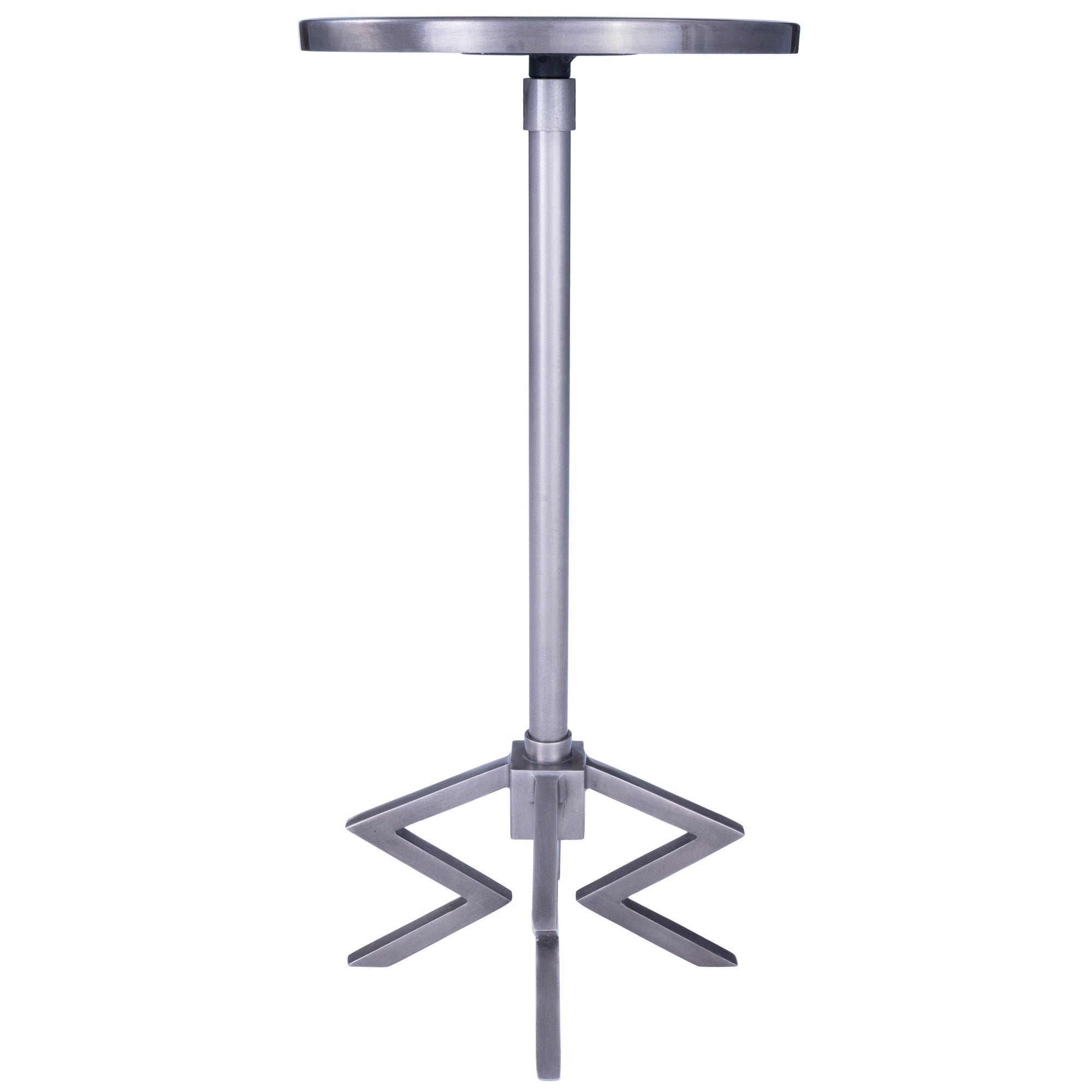 Butler Specialty Modern Round Silver Metal Marble End Table Accent Tables Butler Specialty