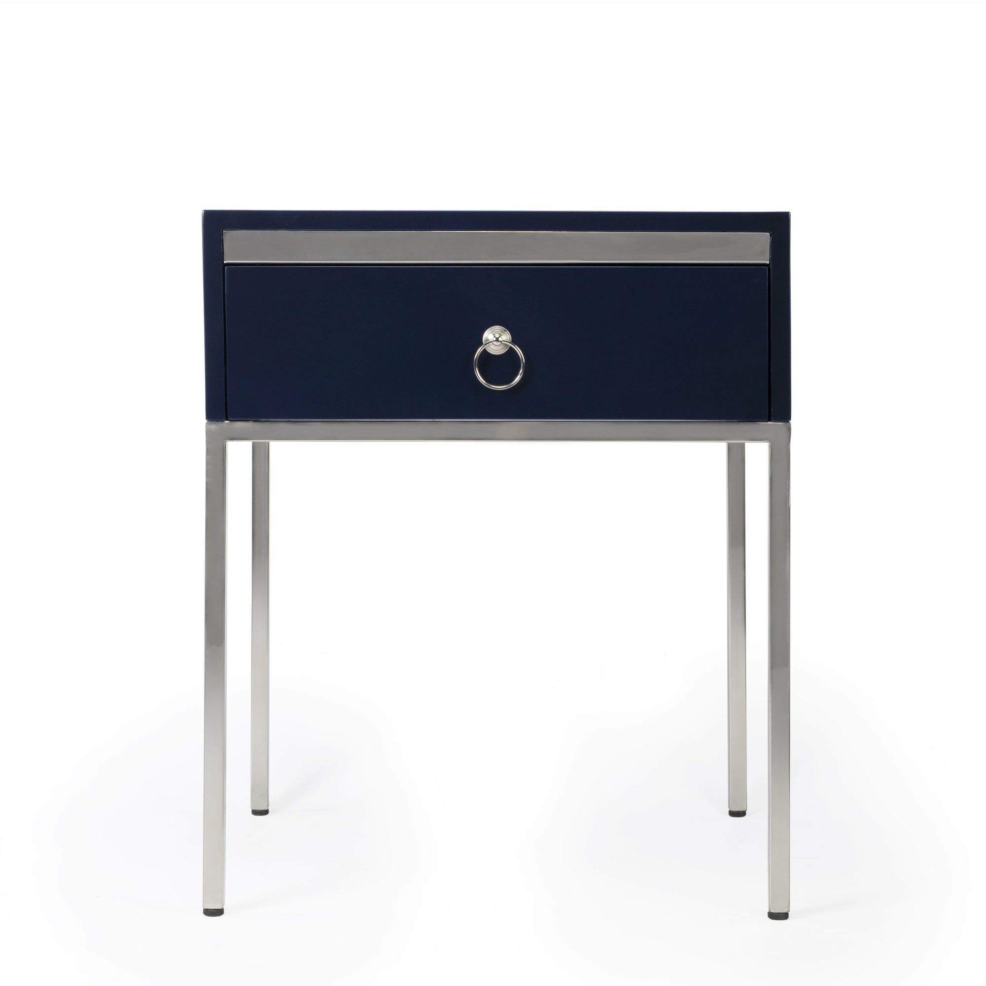 Butler Specialty Modern Rectangular Blue Silver End Table Accent Tables Butler Specialty