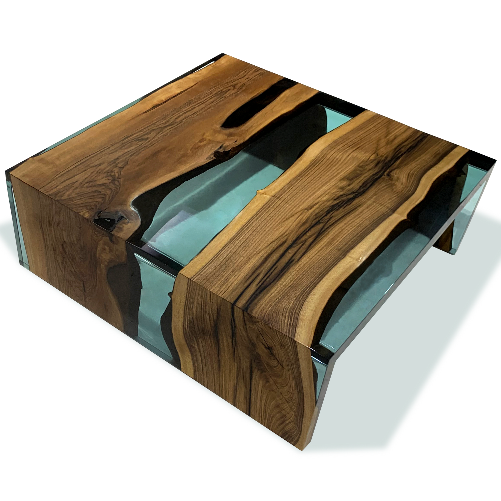 Arditi Smoked Aqua Green Waterfall Coffee Table Arditi Small